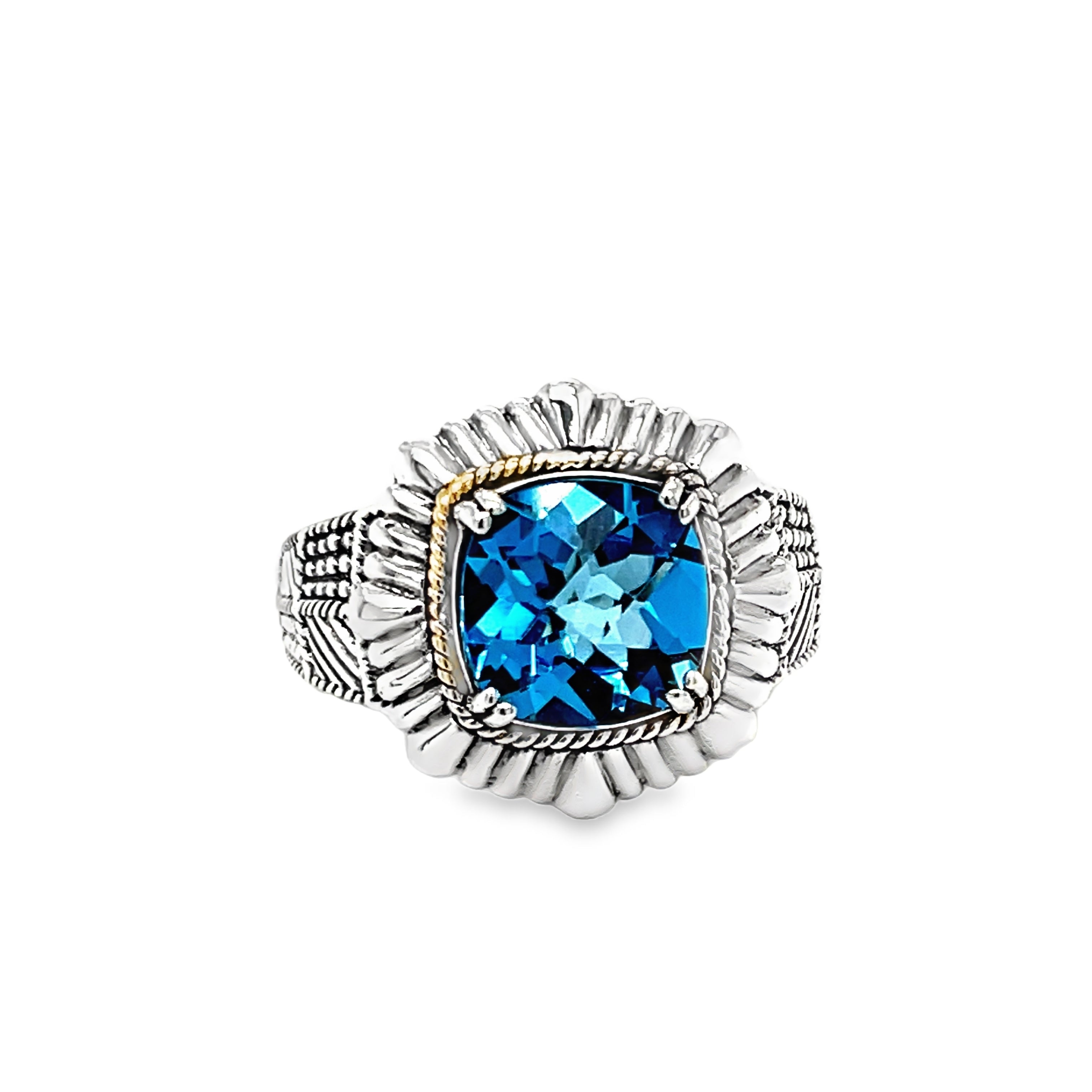 Sterling silver and natural blue topaz gemstone ring