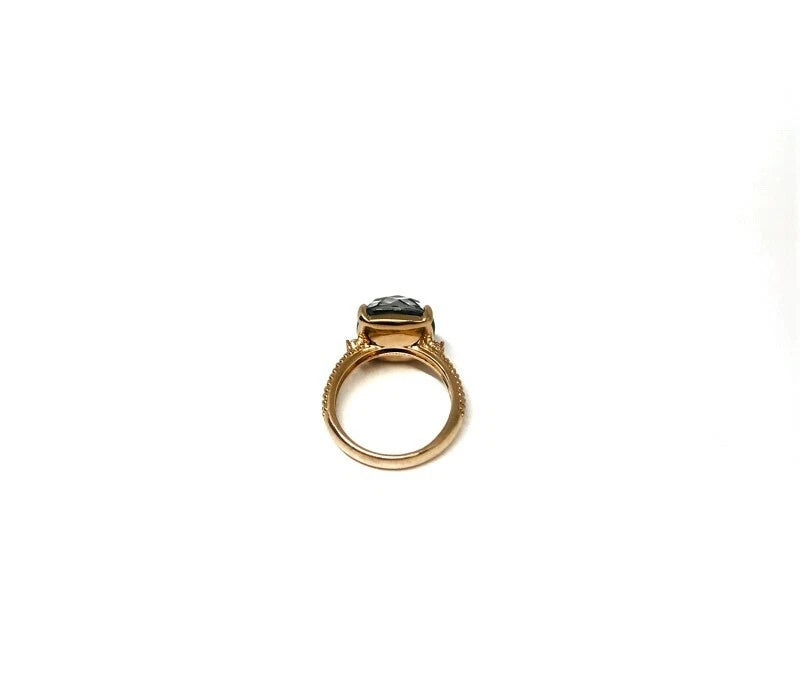 Diamond and Gemstone Lady's Rose Gold Ring 14KT Hematite Doublet Size 6