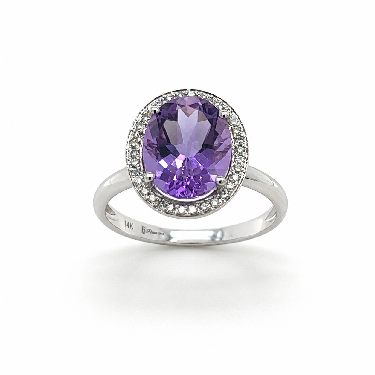 14KT White Gold Diamond and Santa Maria Amethyst