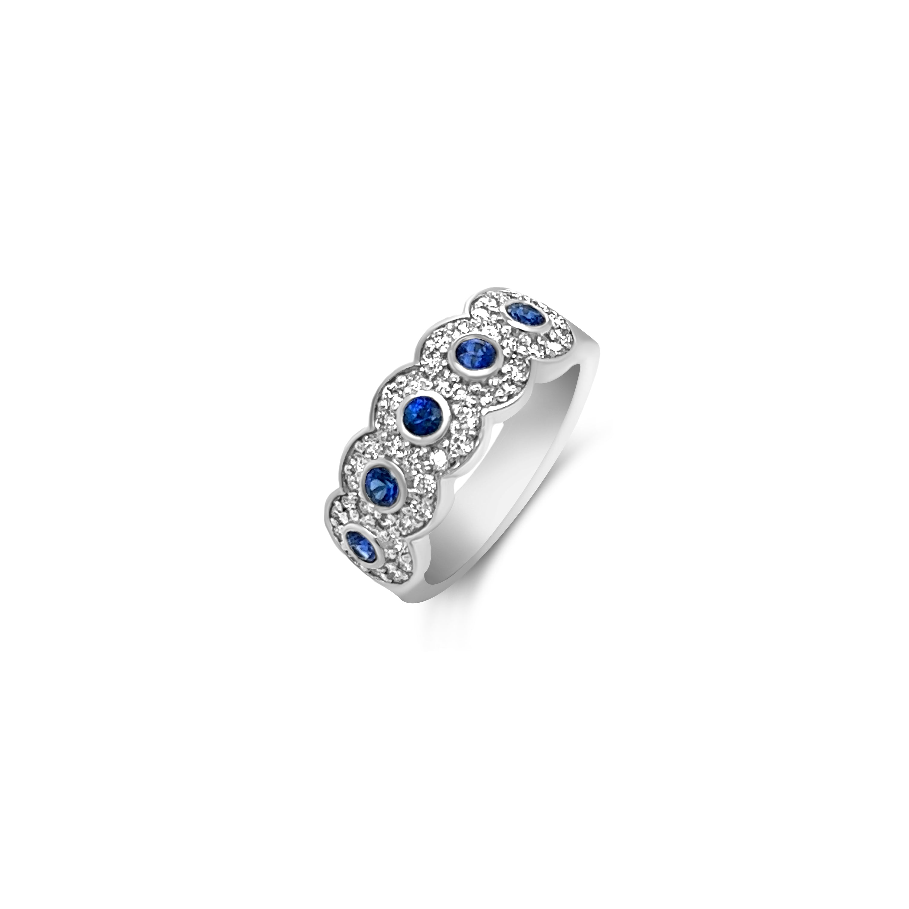 Eternal Embrace Diamond and Sapphire Pave 14KT White Gold Ring