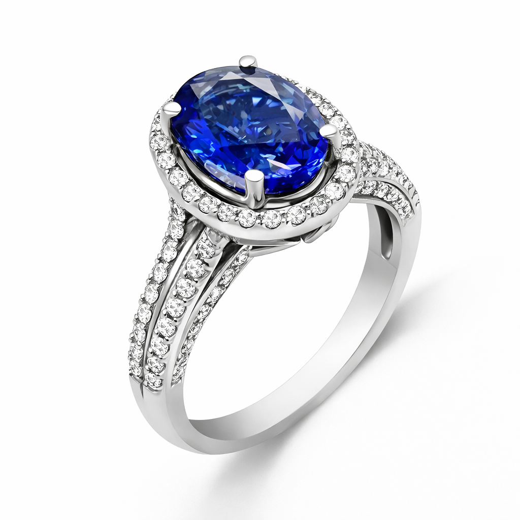 Diamond Tanzanite Ring in 18KT White Gold