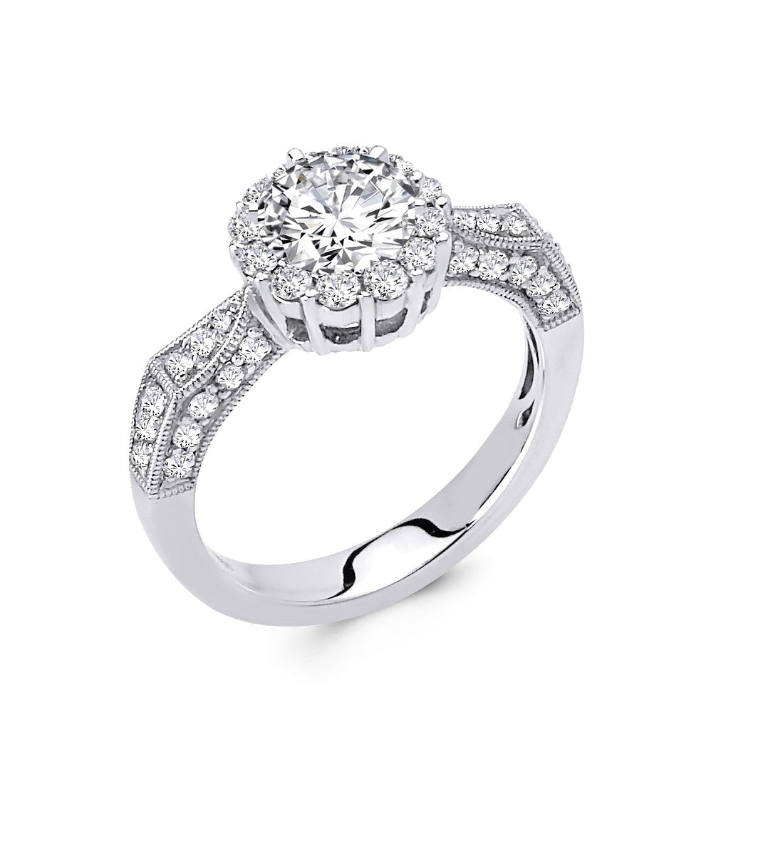 18KT White Gold Diamond Halo Engagement Ring