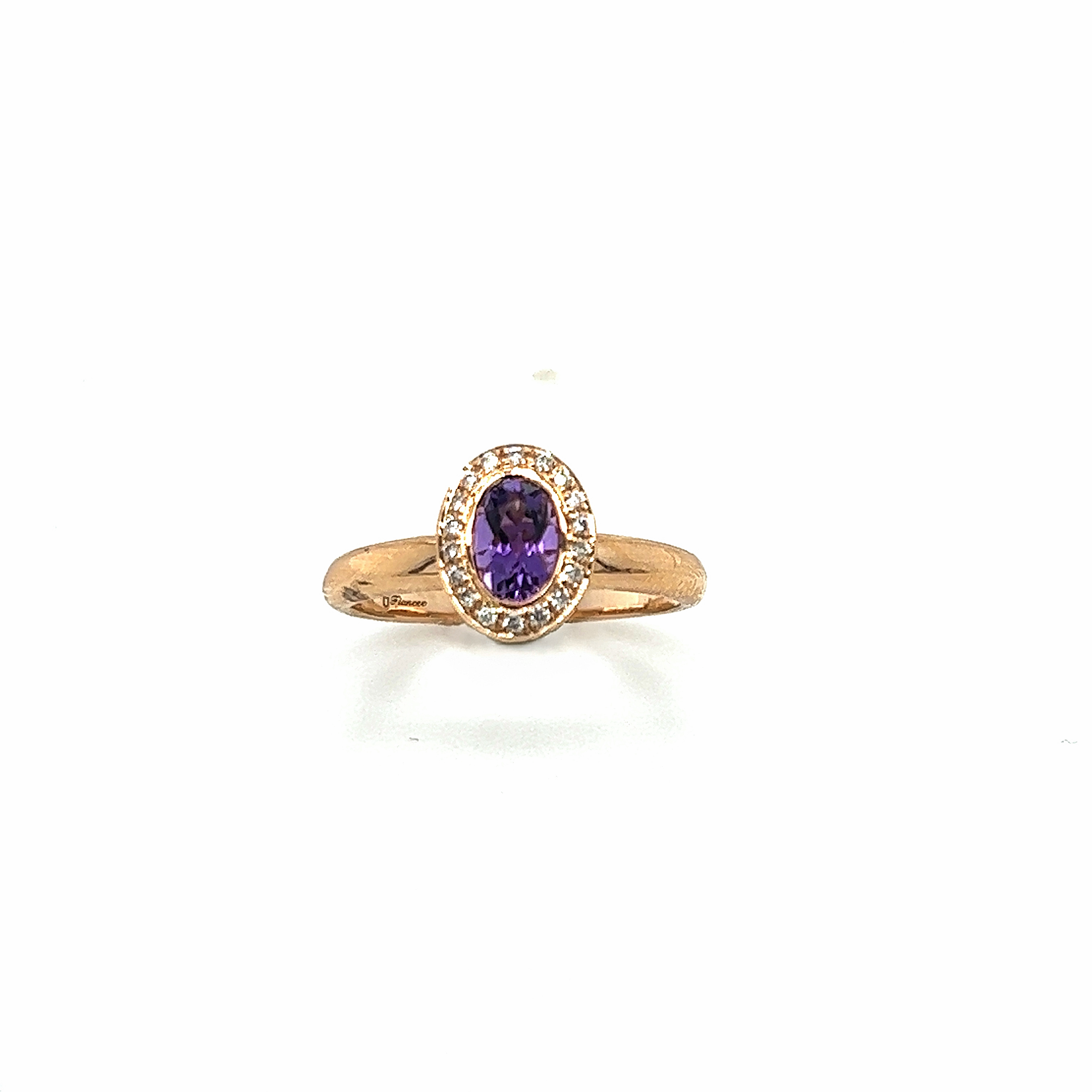 14KT Rose Gold Amethyst Diamond Ring