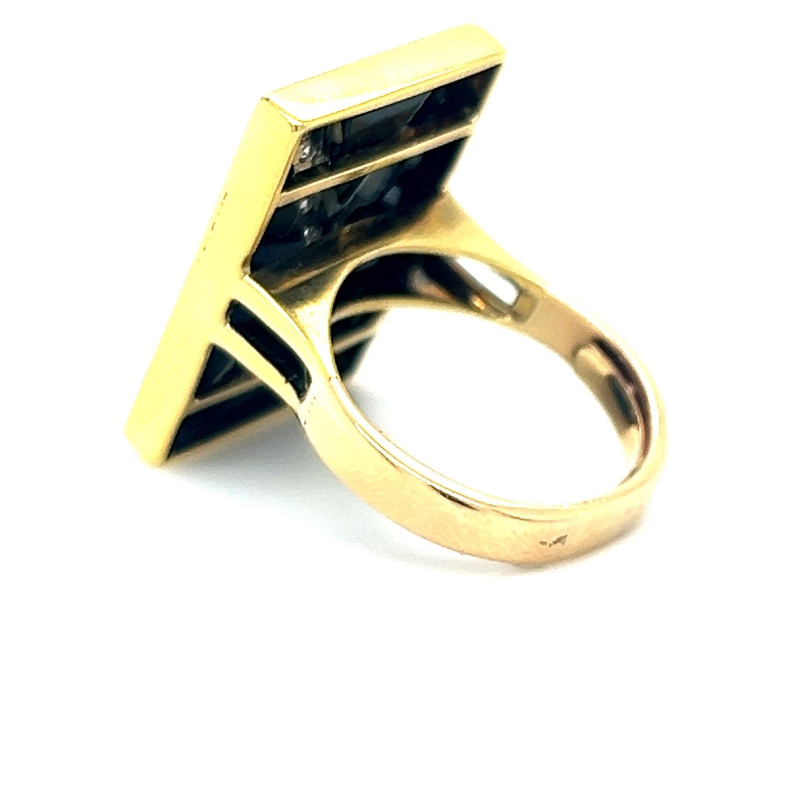 Lady's 14KT Yellow Gold Vintage Estate Onyx X Diamond Ring
