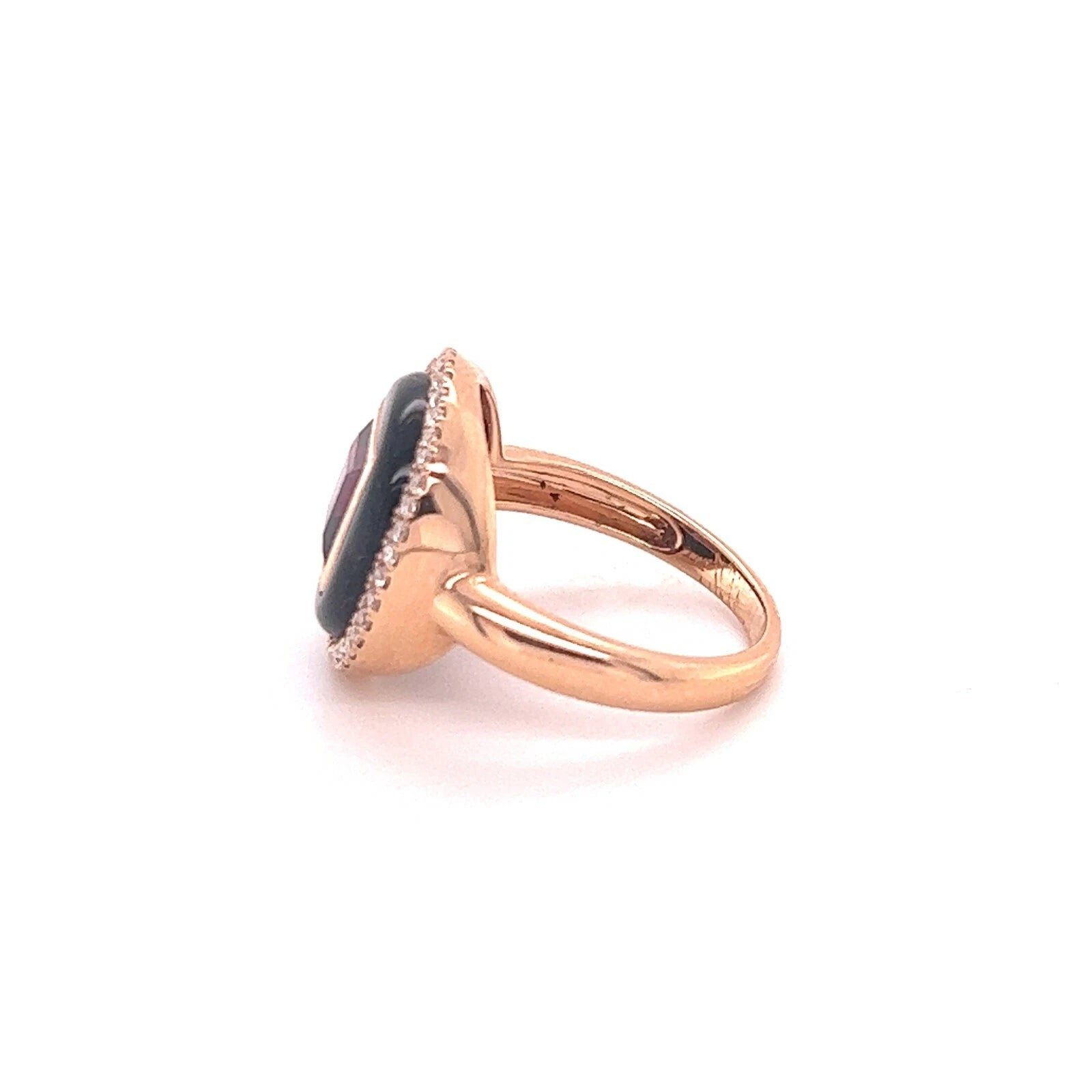 Women's Black Onyx and Rhodolite 14KT Rose Gold Diamond Ring