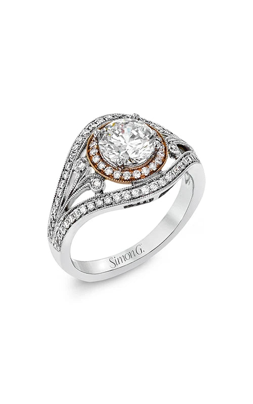 Simon G. Diamond Engagement Ring 18KT Two Tone Gold TR628