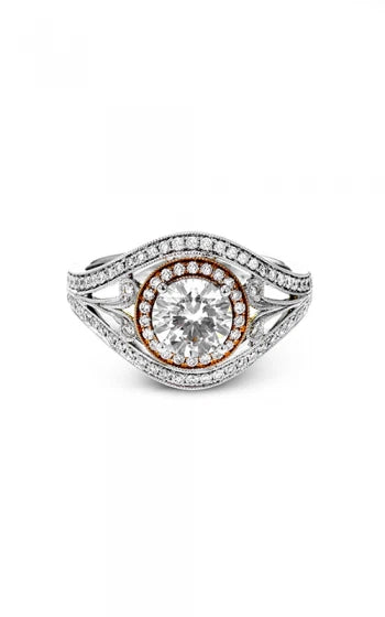 Simon G. Diamond Engagement Ring 18KT Two Tone Gold TR628