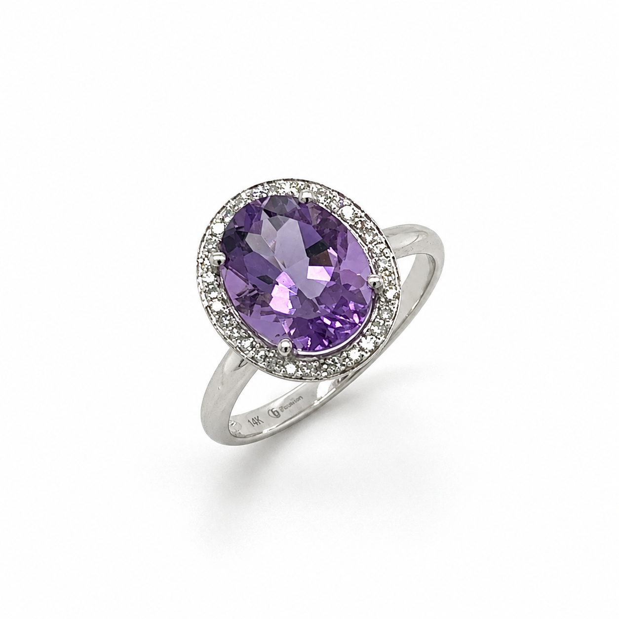 14KT White Gold Diamond and Santa Maria Amethyst