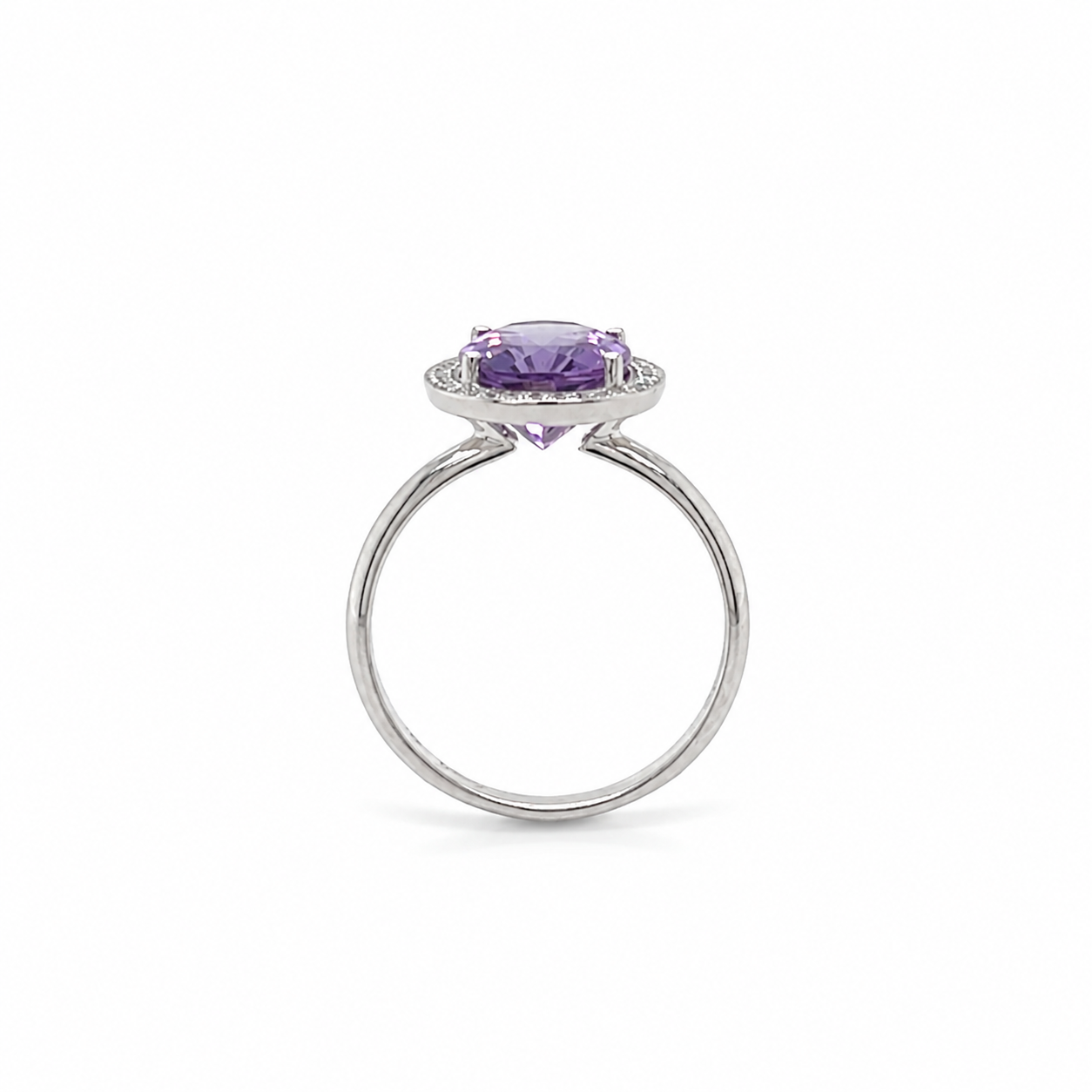 14KT White Gold Diamond and Santa Maria Amethyst