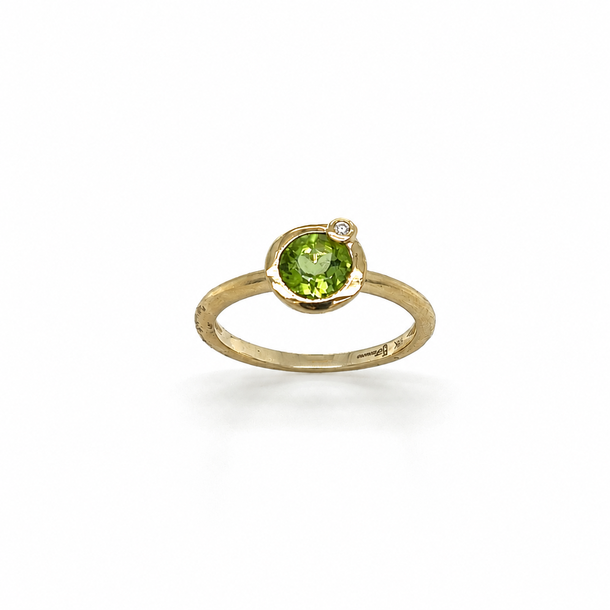 14KT Yellow Gold Diamond and Peridot Ring