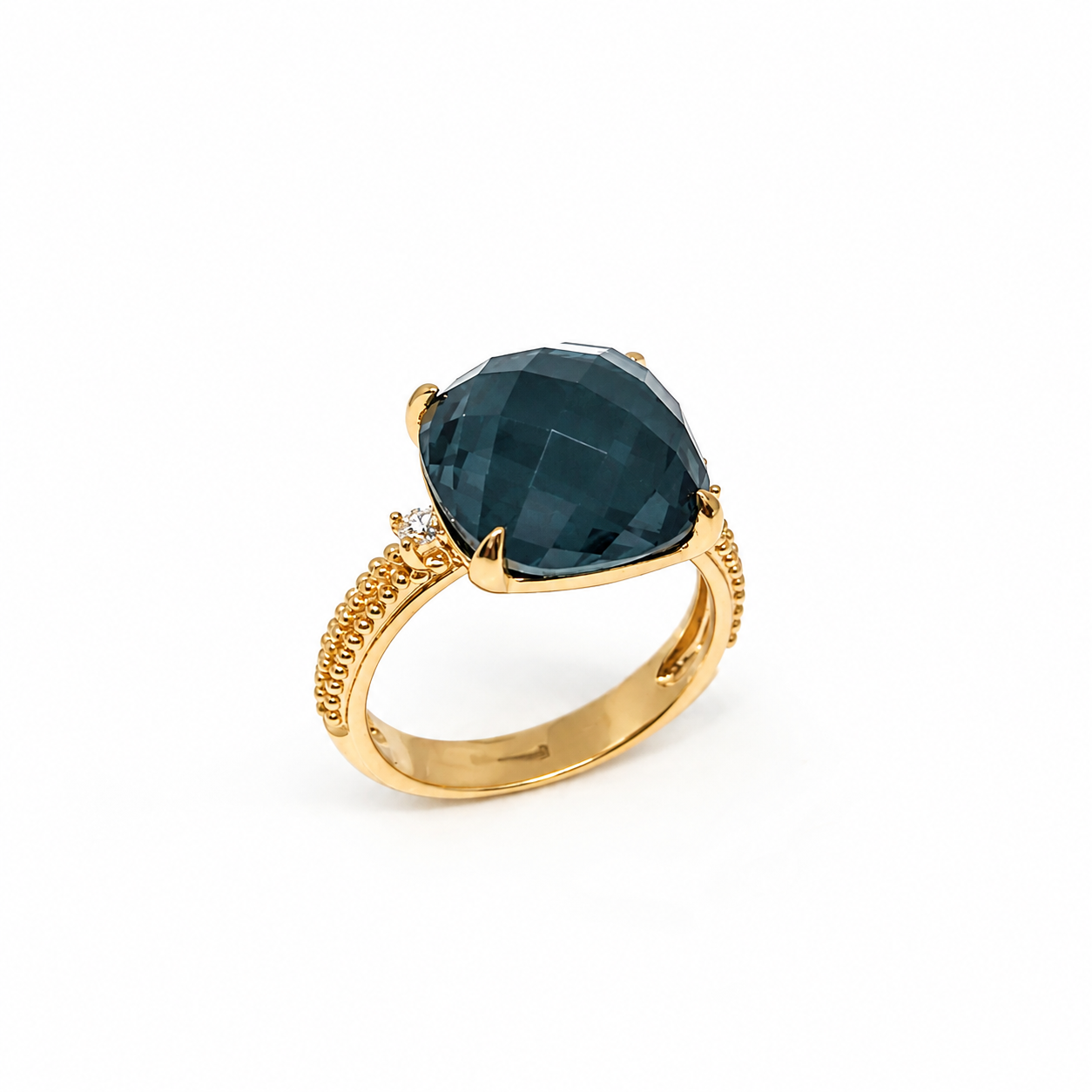 Diamond and Gemstone Lady's Rose Gold Ring 14KT Hematite Doublet Size 6