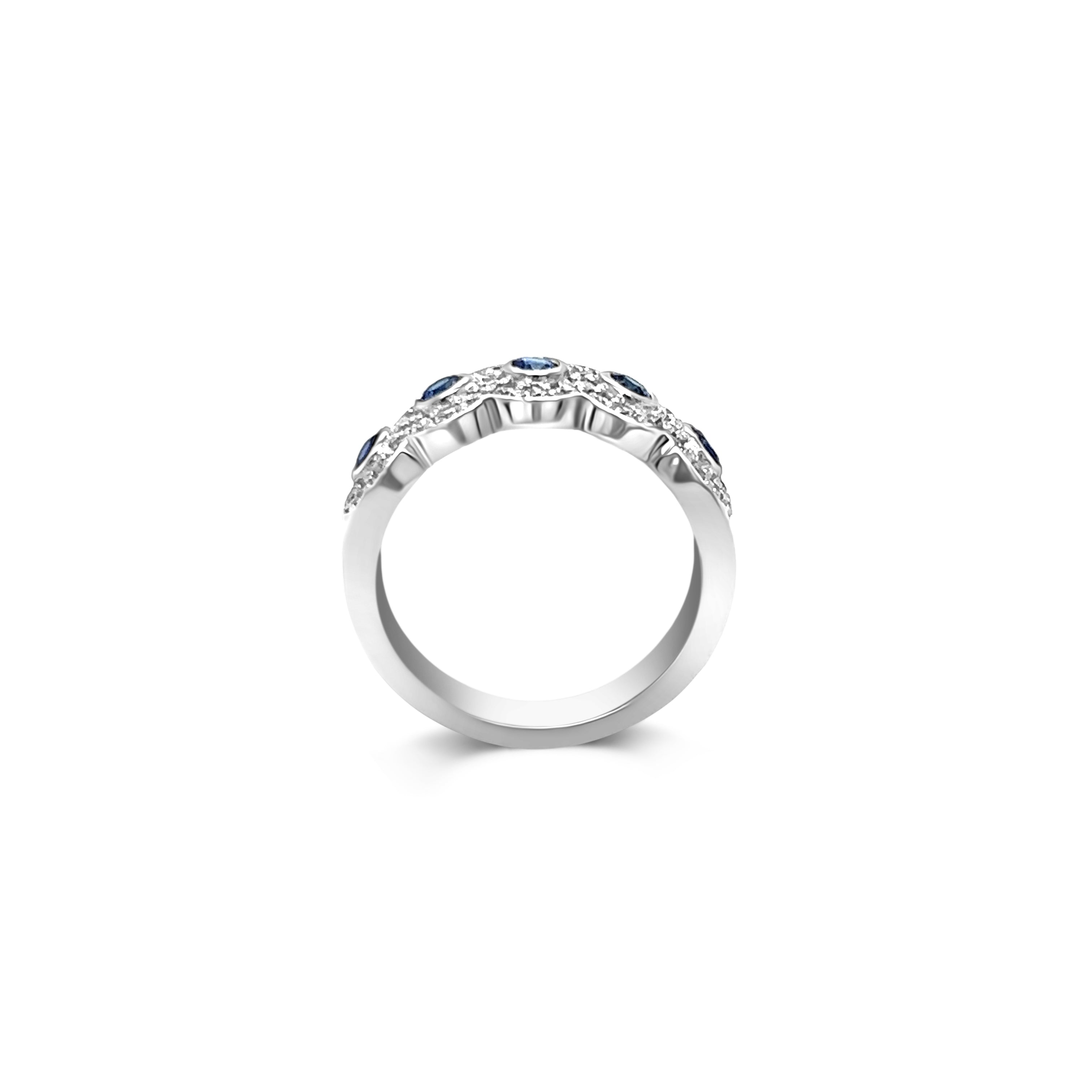 Eternal Embrace Diamond and Sapphire Pave 14KT White Gold Ring