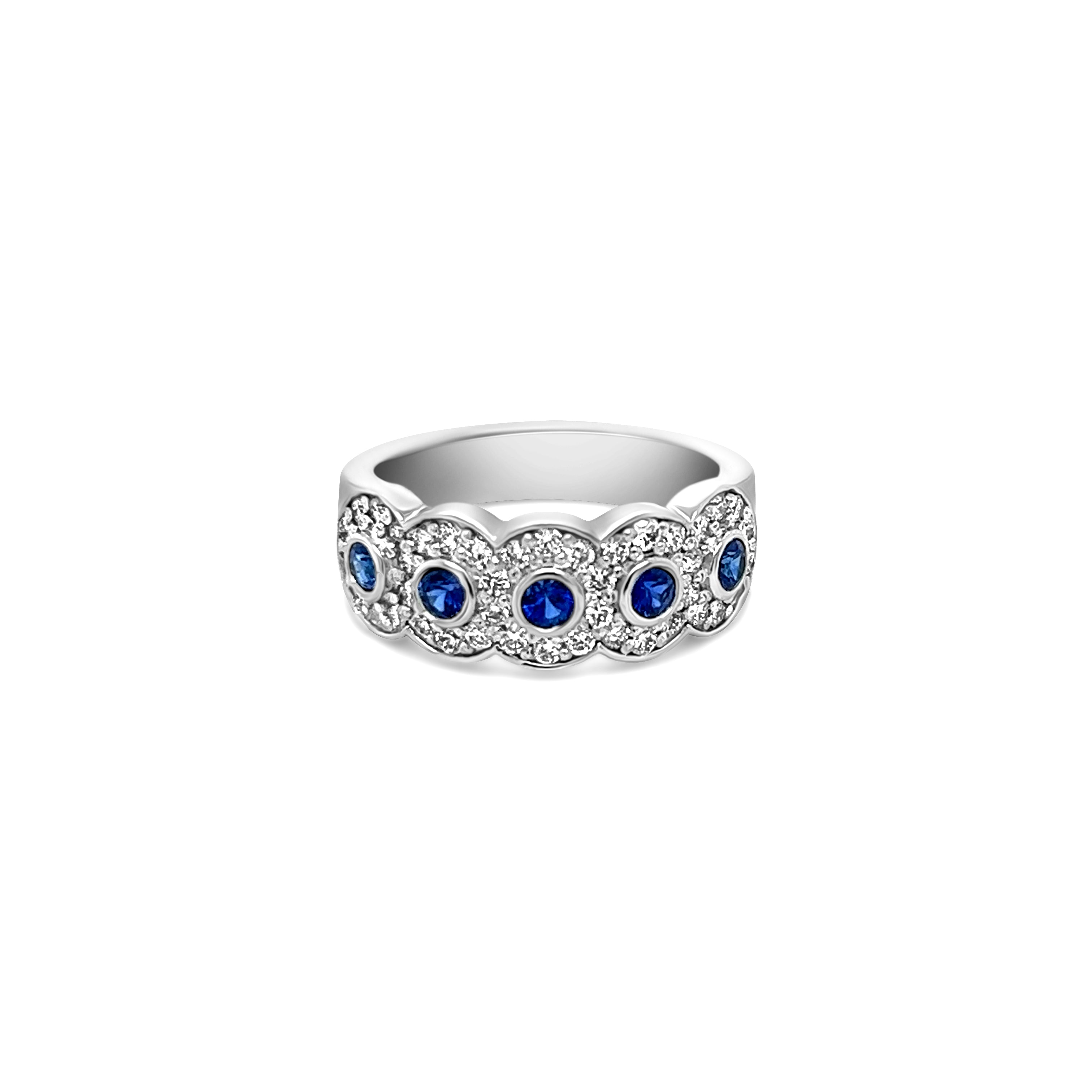 Eternal Embrace Diamond and Sapphire Pave 14KT White Gold Ring