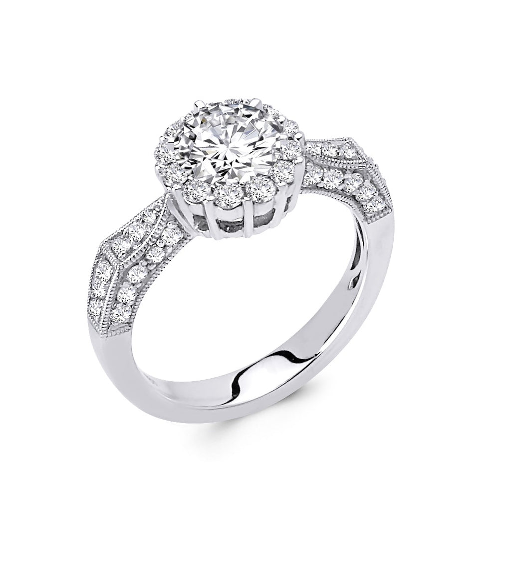 18KT White Gold Diamond Halo Engagement Ring