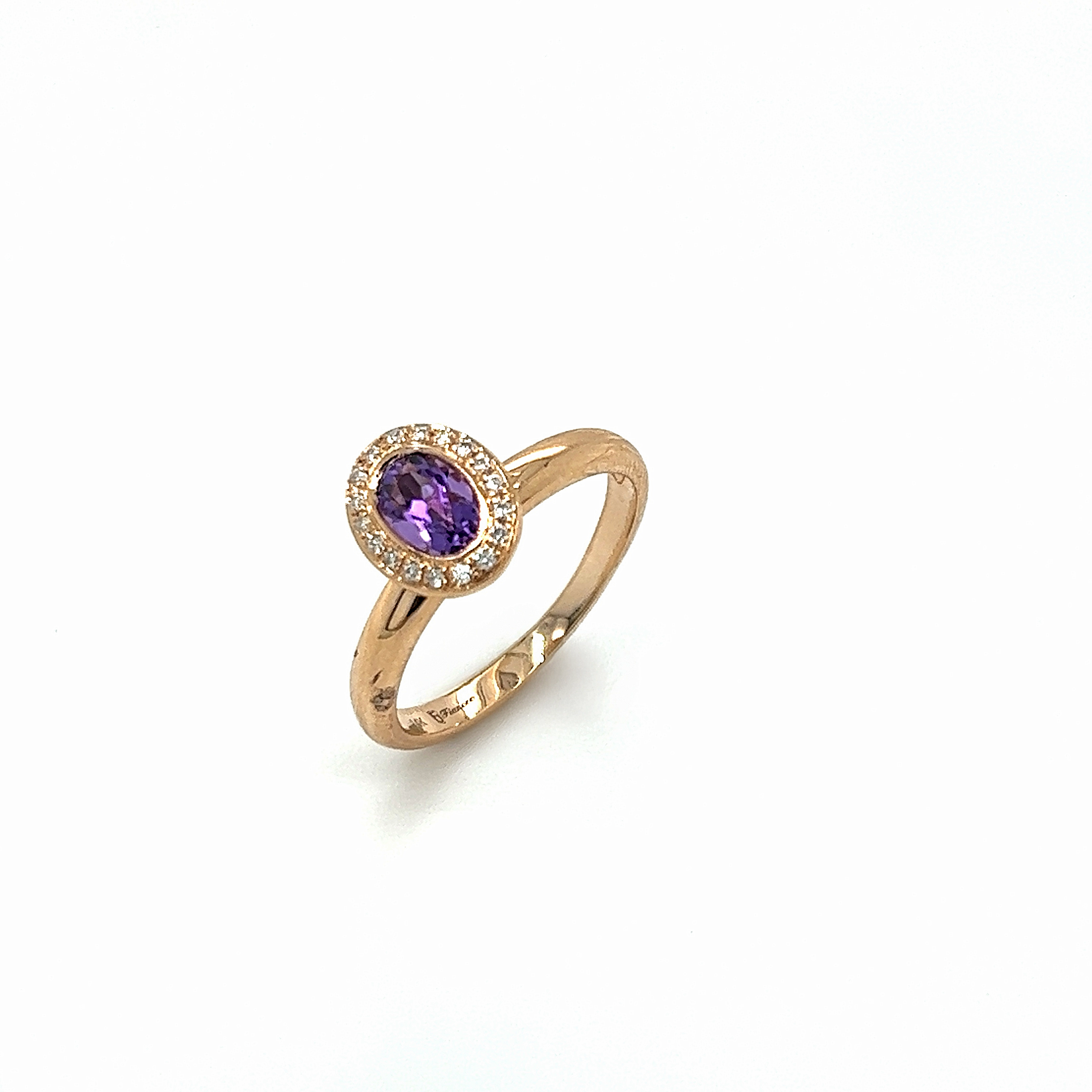 14KT Rose Gold Amethyst Diamond Ring