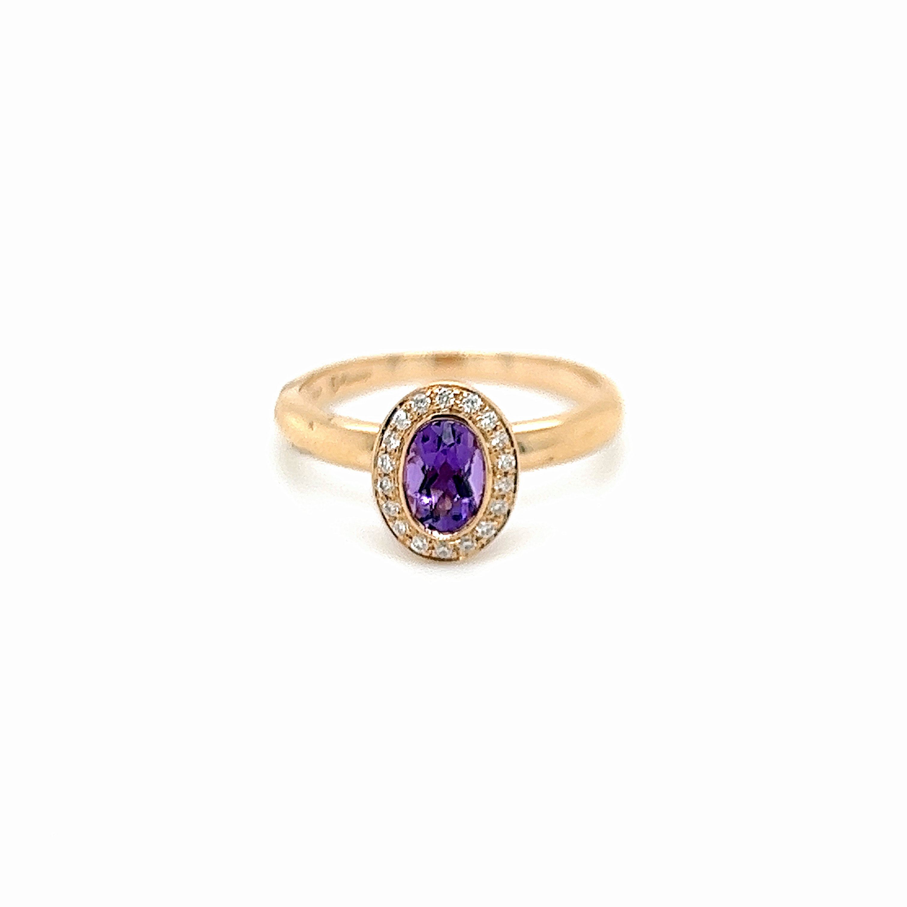 14KT Rose Gold Amethyst Diamond Ring