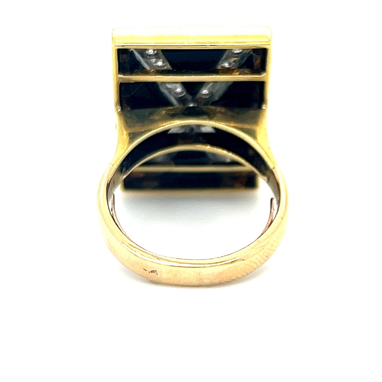 Lady's 14KT Yellow Gold Vintage Estate Onyx X Diamond Ring