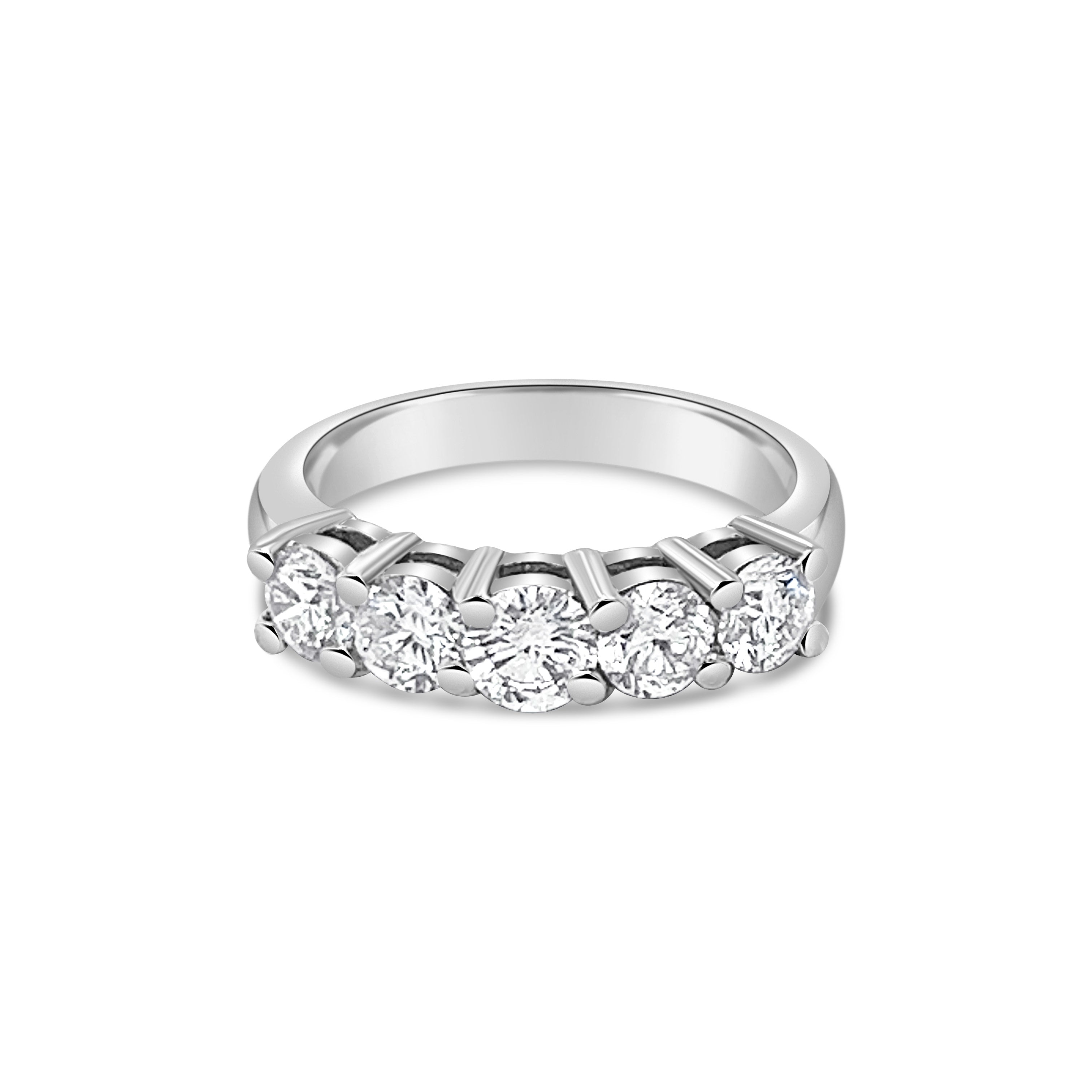 Fiancee Jewelry 5-stone round brilliant cut diamond wedding anniversary band.