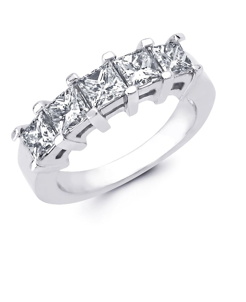 Fiancee Jewelry 5-stone princess cut diamond and 14kt white gold anniversary band. 