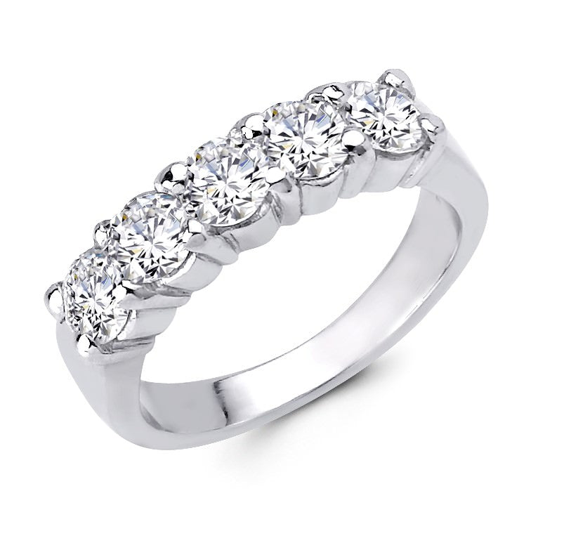 Fiancee Jewelry platinum anniversary band with 5 round brilliant cut natural diamonds.
